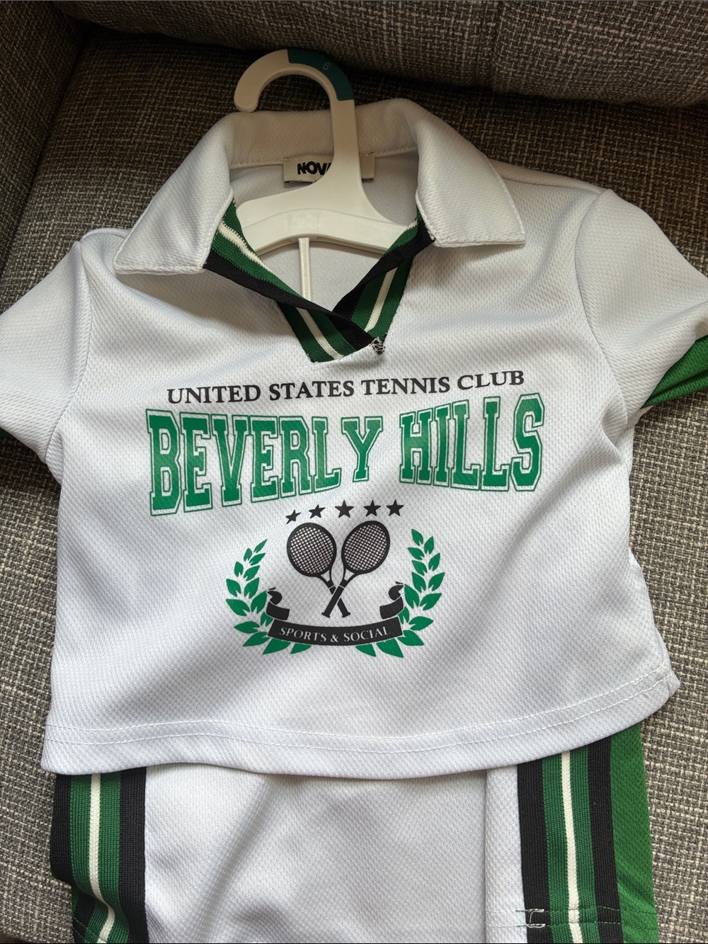 Beverly Hills White & Green Tennis Polo for Kids
